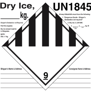 Dry ice/ droogijs UN 1845 sticker